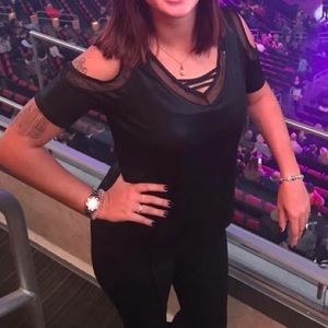 Rock & Republic black metallic cold shoulder top